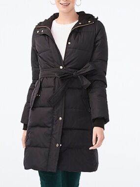 J. Crew Women's Black Belted Puffer Coat Size Small